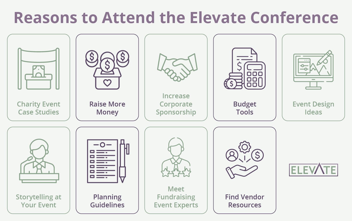 A few reasons to attend Elevate, also listed in the text below.